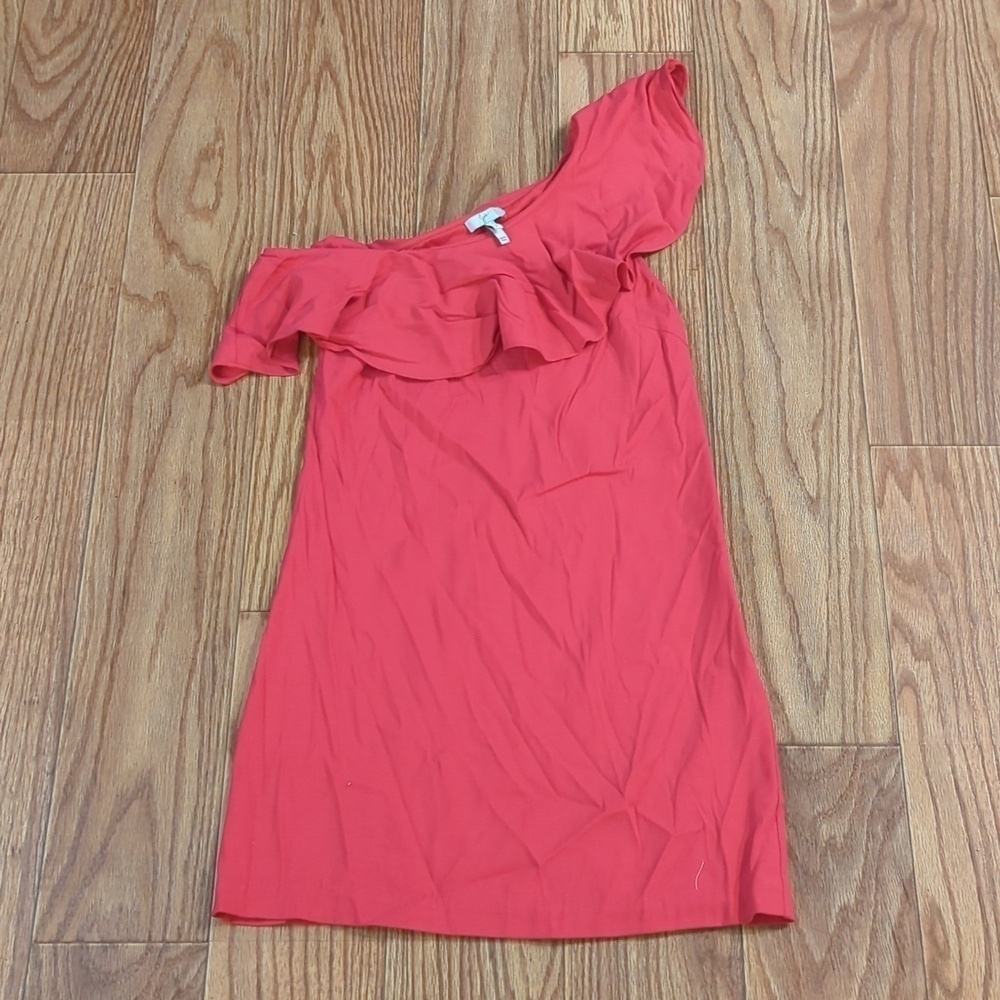 Joie Pink Mini Dress One Shoulder Ruffle Collar Stretch Bodycon Women's Size 2
